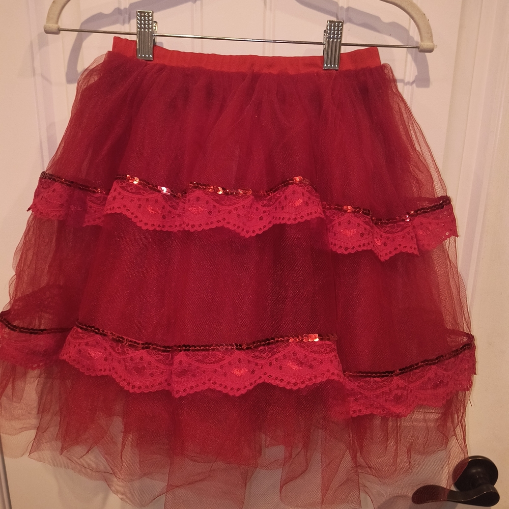 Girls Dance Red Tulle Skirt